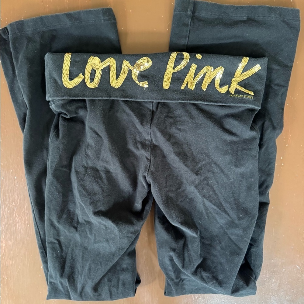 Victoria's Secret Love Pink Black Flared Yoga Pants - Women’s Small
